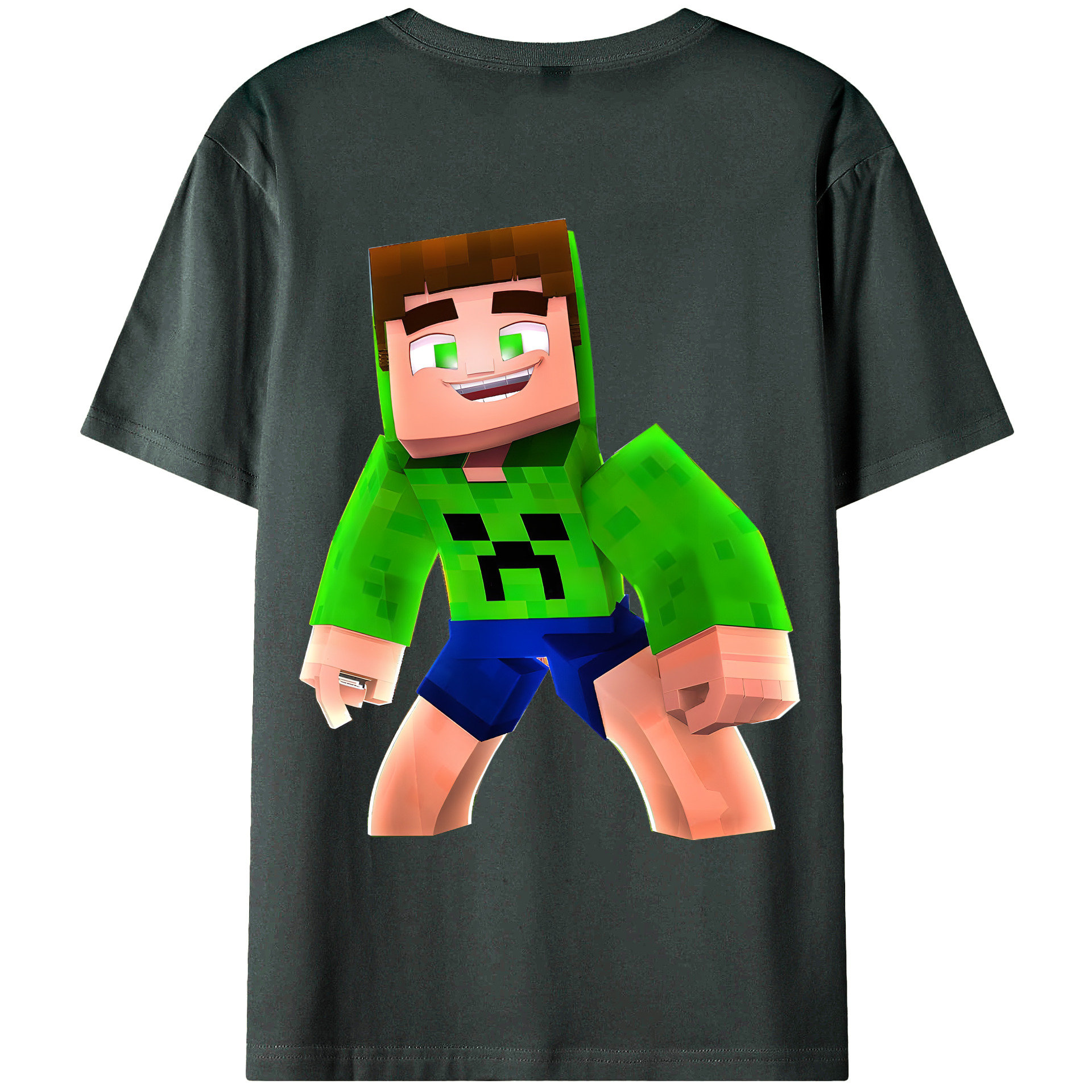 （画像用） マインクラフト ブロックの世界 Minecraft MC Block world 綿100％ メンズ半袖Tシャツ（バックプリント） 通気性